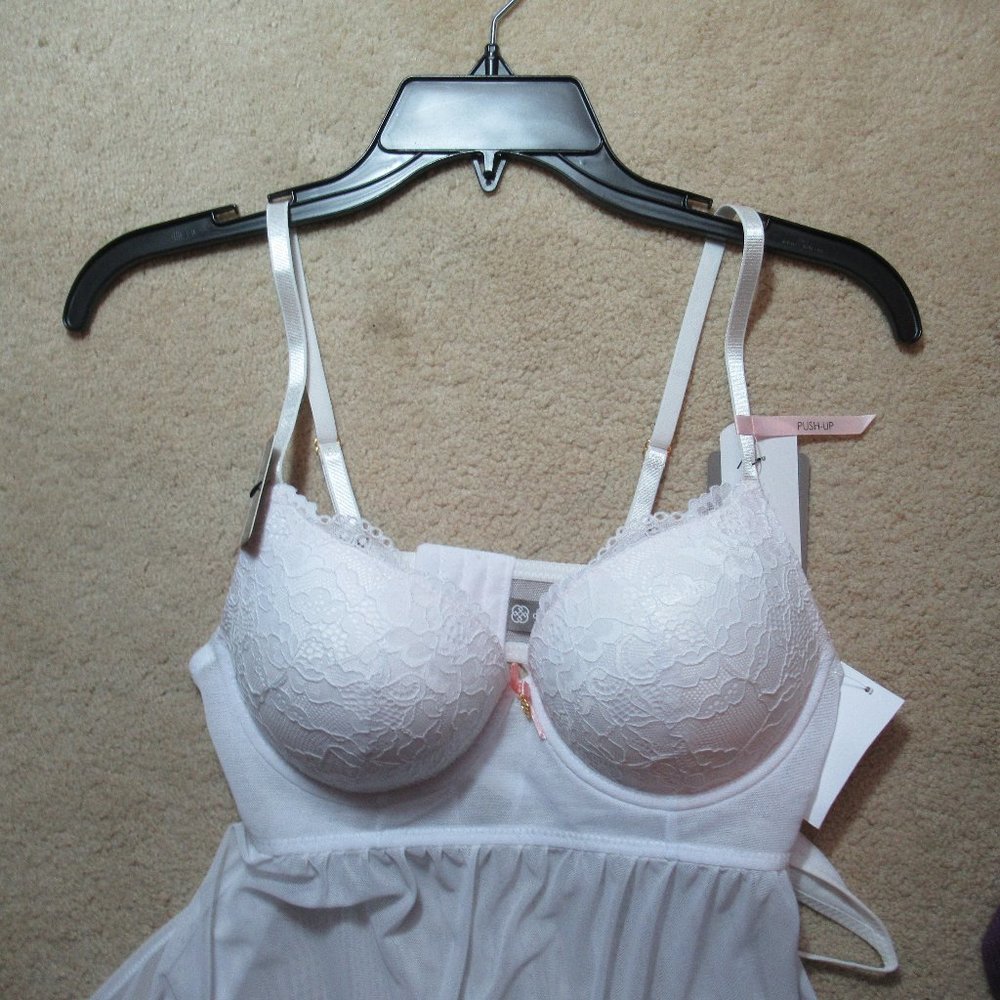 NWT push up babydoll  & panty white set L - Picture 5 of 16